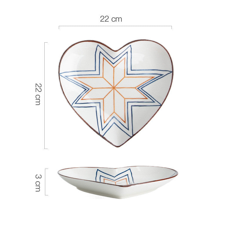 Hand Painted Bakeware Heart Shaped Plate Square Dumpling Plate