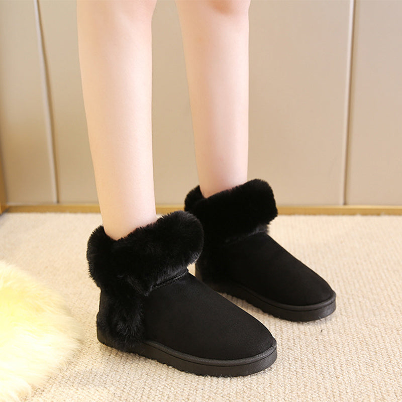 Snow Boots For Women Students Winter Warm Slip On Fluffy Platform Comfy Fleece Ankle Boots Non-slip Plush Cotton Shoes