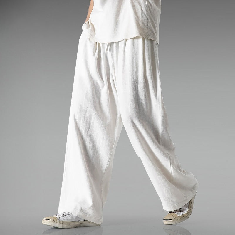 Lightweight Breathable Summer Plus Size Loose Straight Wide Leg Cotton And Linen Casual Pants