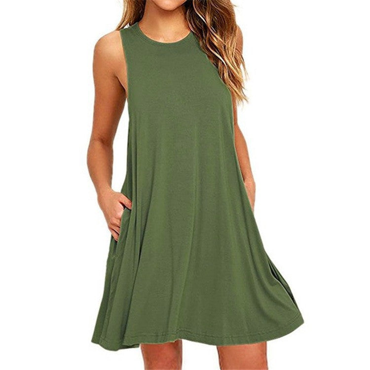 Sleeveless baggy vest pocket dress