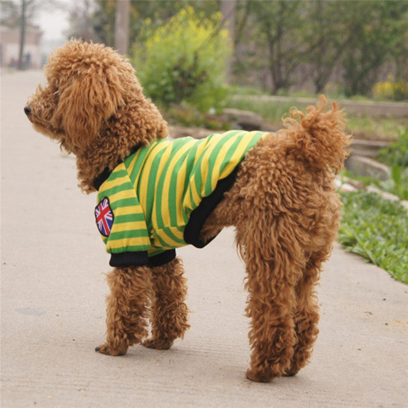 Casual striped round neck t-shirt pet dog clothes