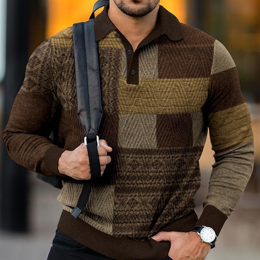 Men's Digital Printing Lapel Button Casual Top