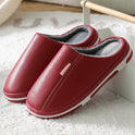 PU leather slippers male couple simple fur wood floor home