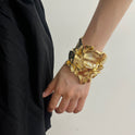 Gold Stitching Flower Bracelet Open Design Alloy Flower Bracelet