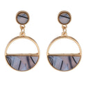 Geometric Semicircle Openwork Imitation Marble Earrings