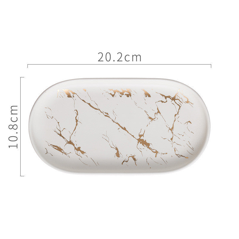 Marble bathroom storage jewelry oval tray