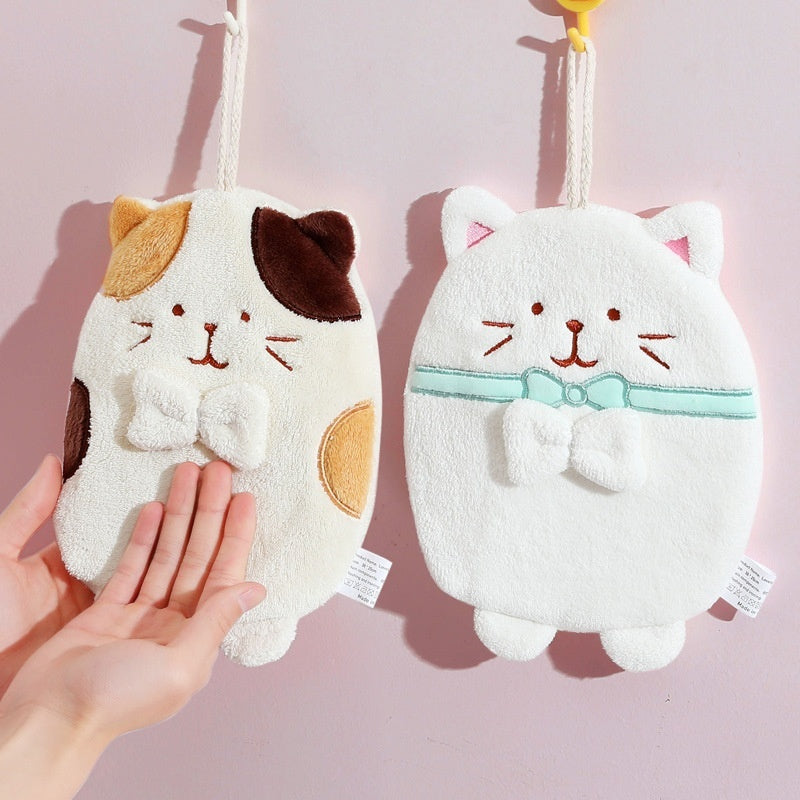 Hand Towel Hanging Cute Kitten Absorbent Lint-free Household Kitchen