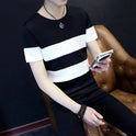 Men's striped slim short T-shirt