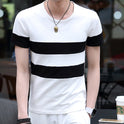 Men's striped slim short T-shirt