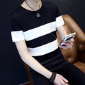 Men's striped slim short T-shirt