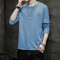 Long-sleeved T-shirt Men's Solid Color Casual Fake Two-piece Bottoming Shirt