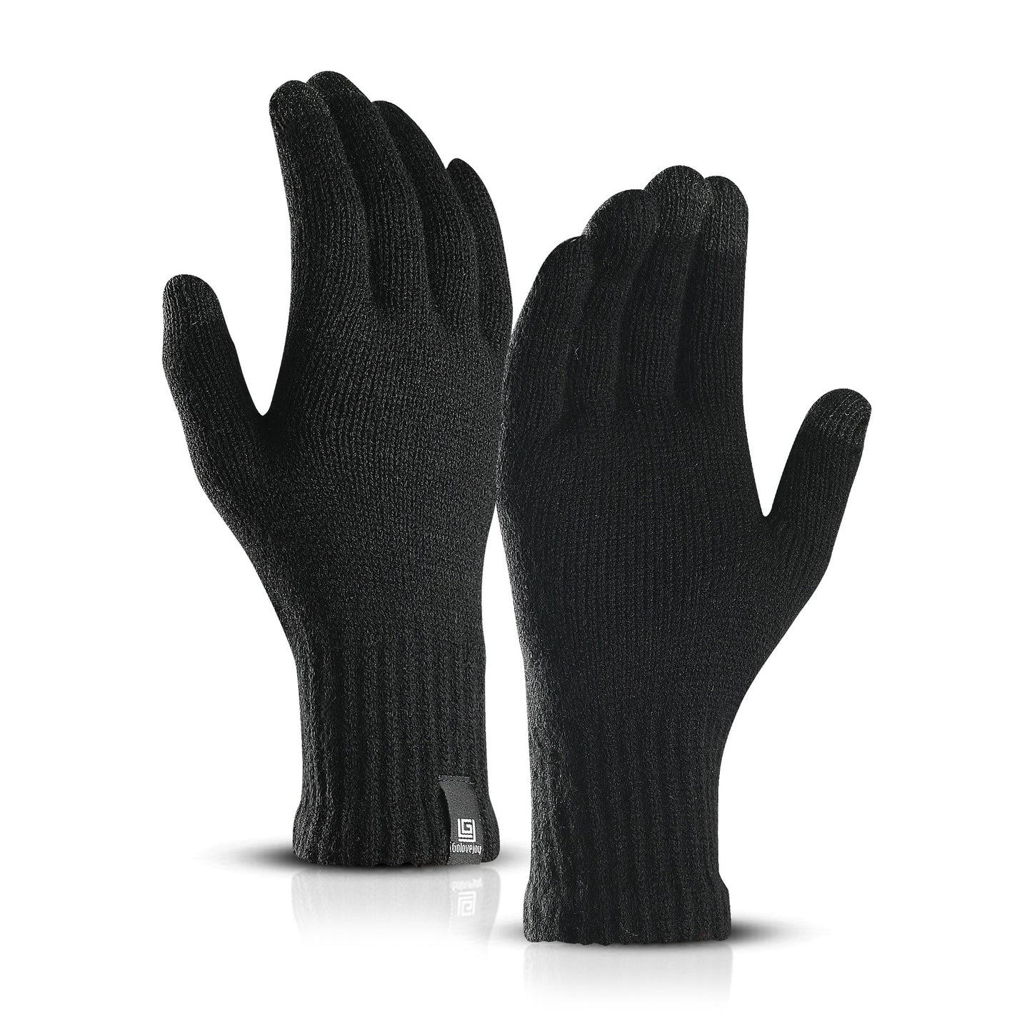 Riding Touch Screen Plus Velvet Thickened Coldproof Wool Solid Color Student Knitted Gloves