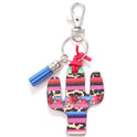 Wooden Cactus Keychain Leopard Flower