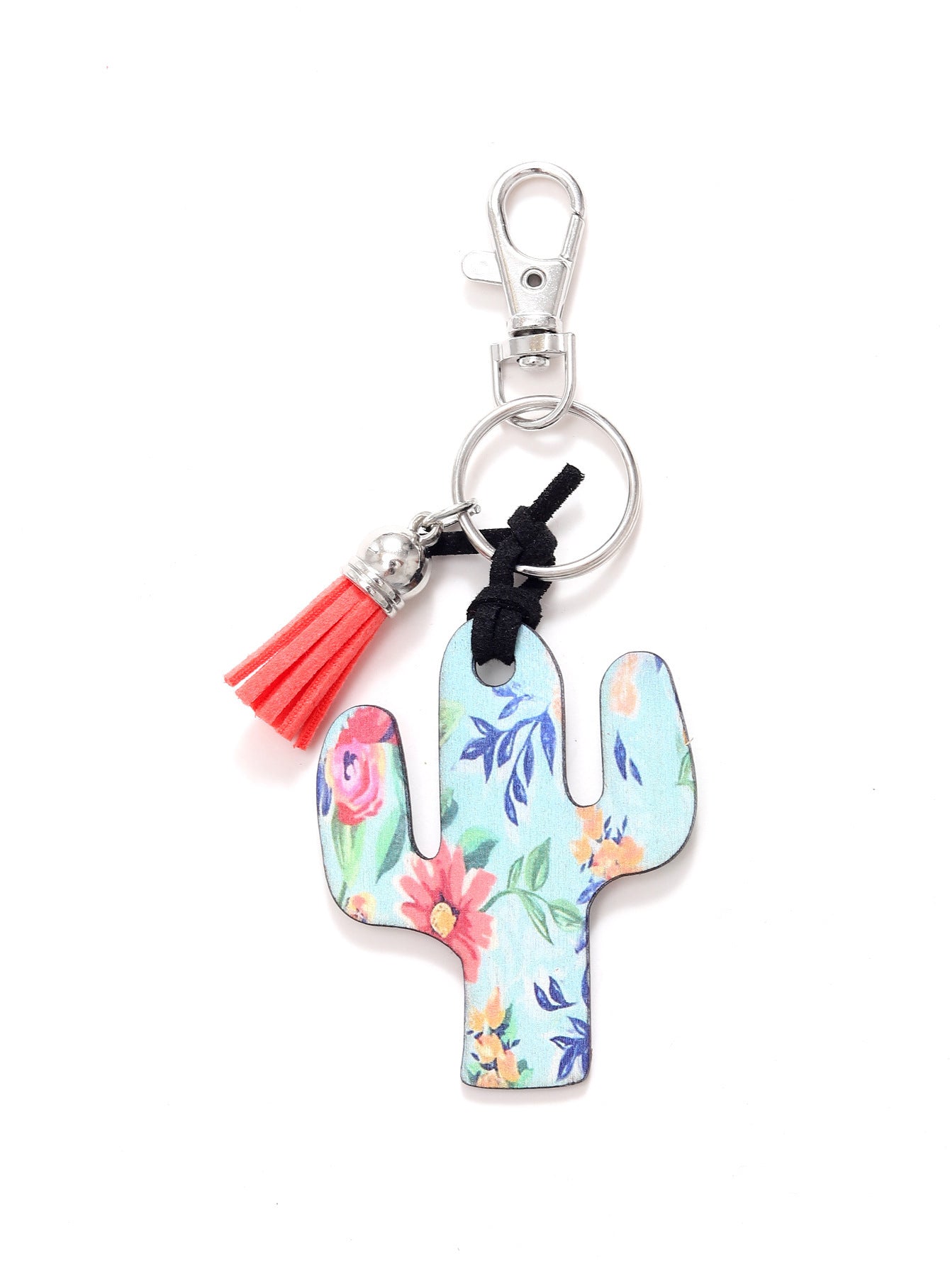 Wooden Cactus Keychain Leopard Flower