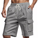 Loose Sports And Leisure Solid Color Linen Drawstring Shorts