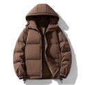 Hooded Thickened Couple Cotton Coat With Solid Color