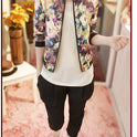 Jacket Trendy Wild Floral Zipper Stand Collar Long Sleeve Short Jacket Women