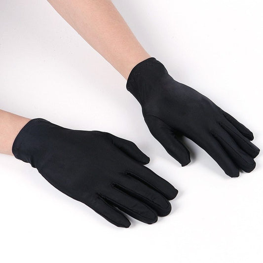 Men and women spandex sunscreen gloves thin summer black white etiquette gloves spring and autumn spandex elastic gloves