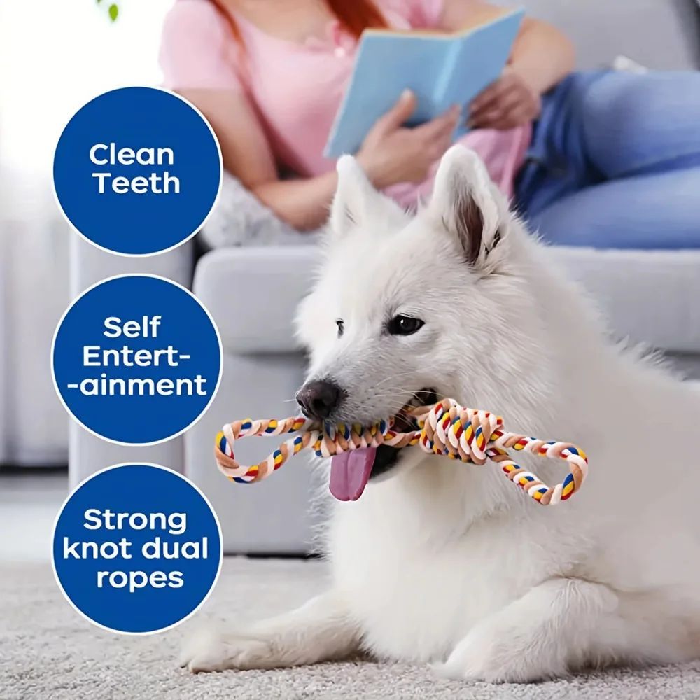 Large Rope Knot Toy For Pet Teeth Grinding Cleaning Cat Dog Boredom Relief Toys Pet Interactive Training Supplies