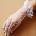 Fingered short lace wedding gloves