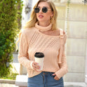 Halter Off-the-shoulder Metal Decorative Irregular Long Sleeve Sweater