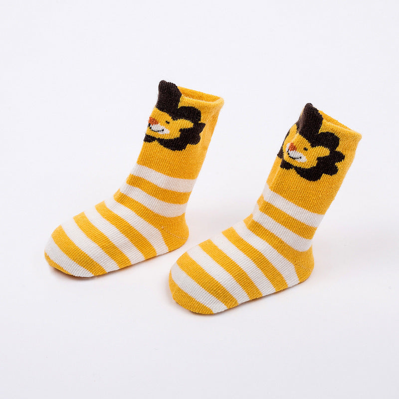 Three-Dimensional Striped Animal Children's Socks