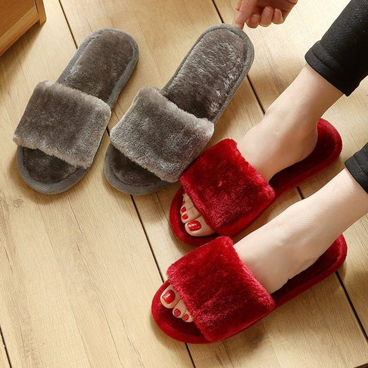 Home furnishing plush one-word plush slippers