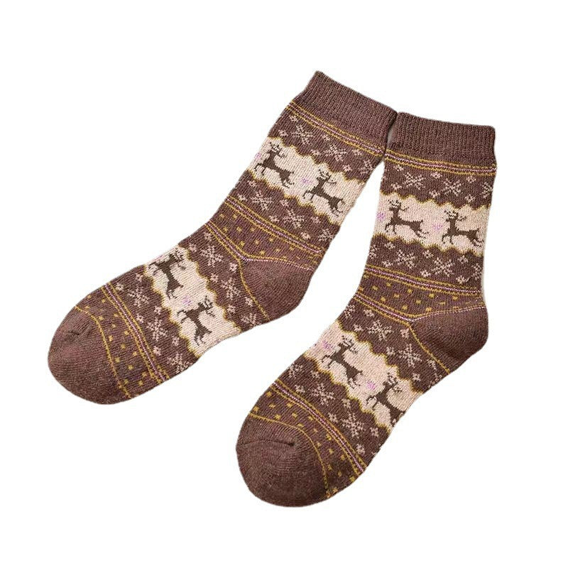 Christmas Elk Angora Wool Mid-calf Socks