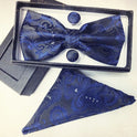 Paisley pattern bow tie dark blue black bow tie male British fashion cashew flower bow gift set