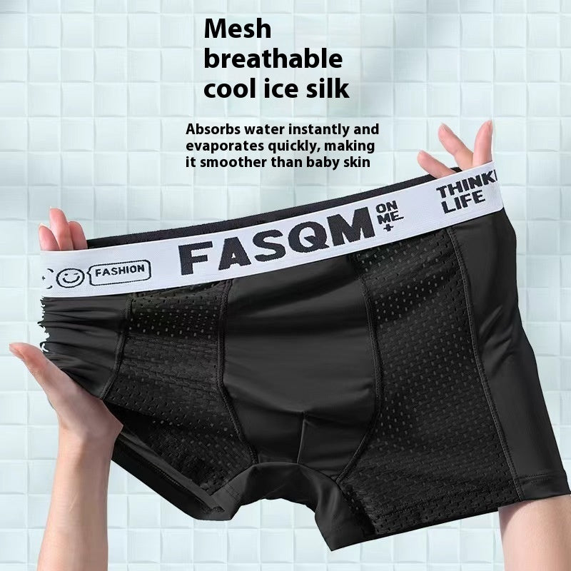 Men's Summer Thin Breathable Mesh Ice Silk Boxers