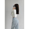 Women's Retro High Waisted Buttoned Jeans Drape Loose Straight Fit