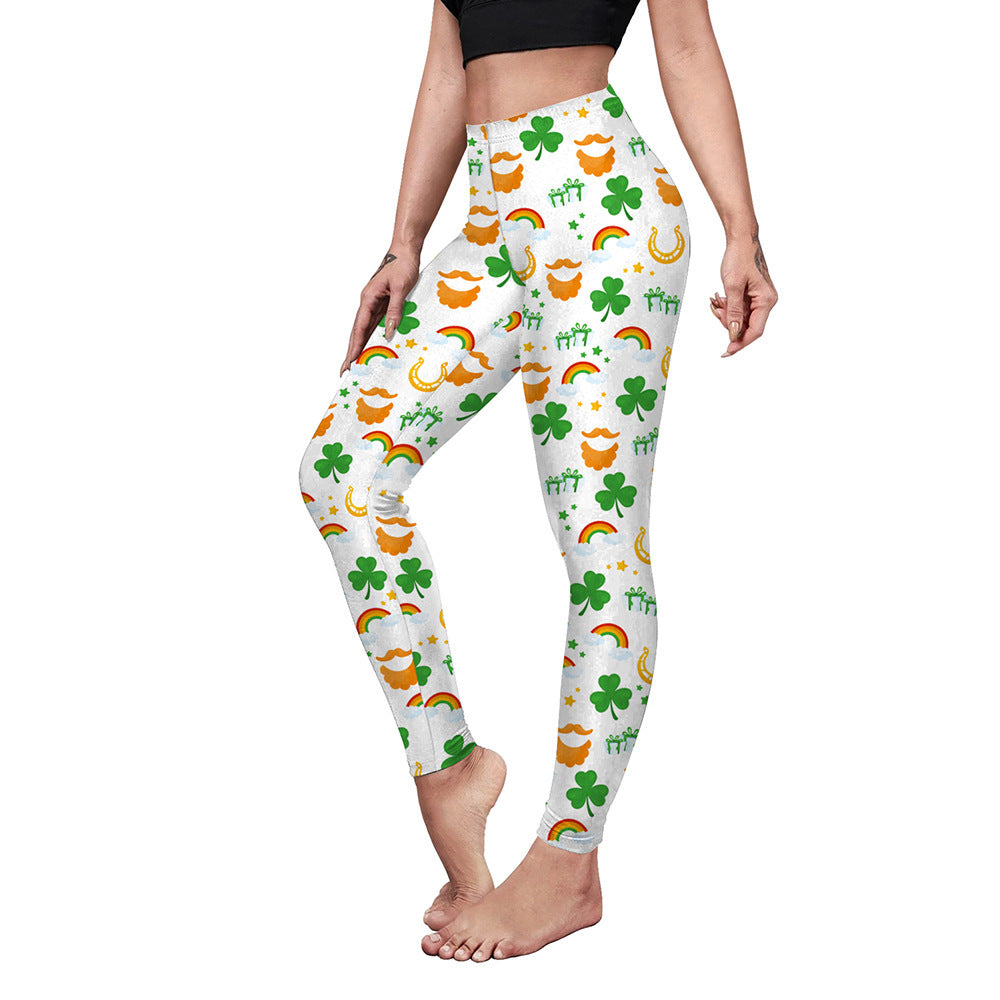 Saint Patrick's Day Costume Digital Printed With Hip Lifting Fitness Pants