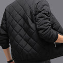 Fashion Rhombic-sewing Design Cotton Coat Winter Warm Thickened Baseball Jacket Casual Solid Color Outwear Clothing For Men