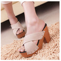 Thick heel fish mouth sandals and slippers