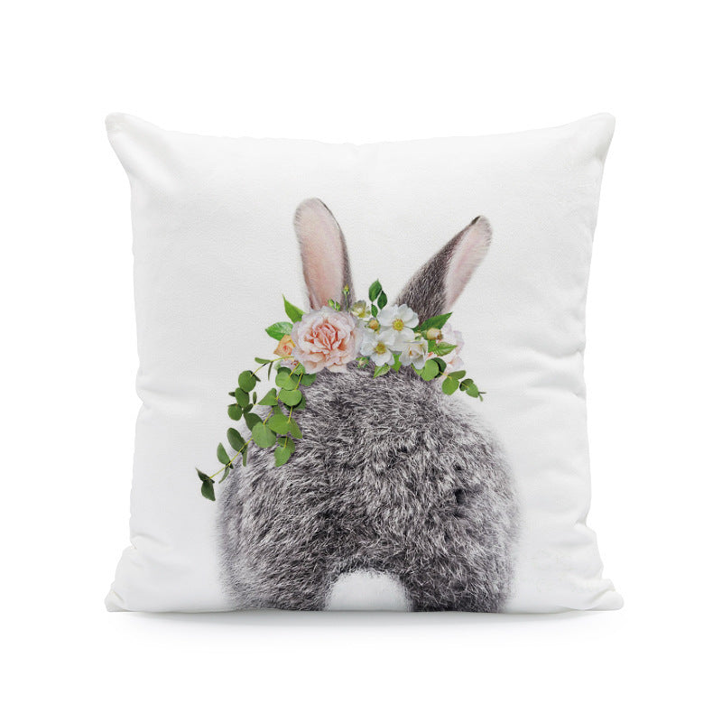 Easter Cartoon Rabbit Print Pillow Cover