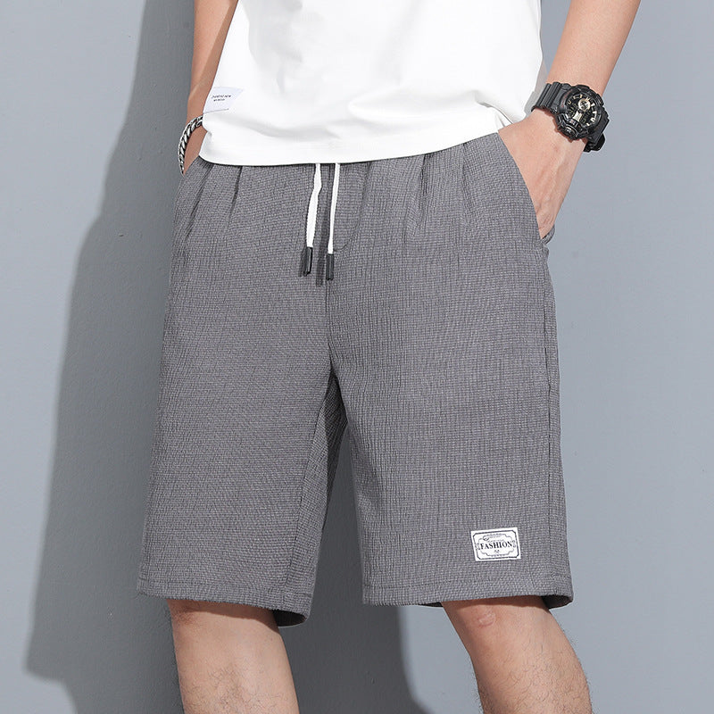 Men's Shorts Summer Thin Loose Bark Wrinkles Casual Ice Silk Linen Five-Point Pants