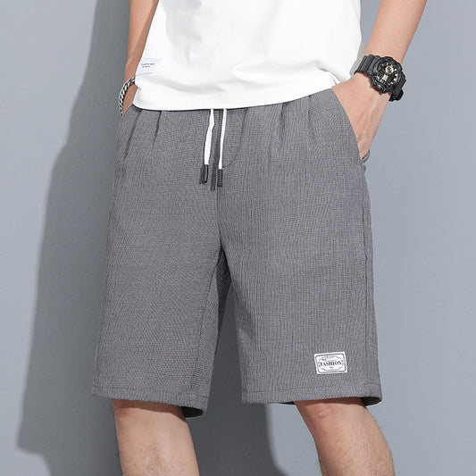 Men's Shorts Summer Thin Loose Bark Wrinkles Casual Ice Silk Linen Five-Point Pants