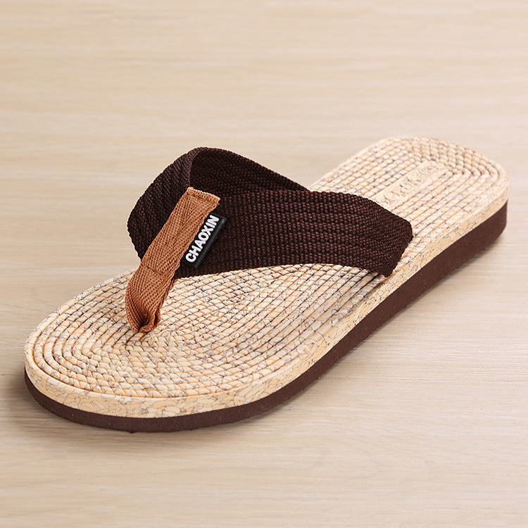 Beach's Clip-on Non-slip Personality Wood Grain Flip-flops