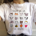 Pure Color Vegetarian Cute Piggy Print Ladies T-Shirt