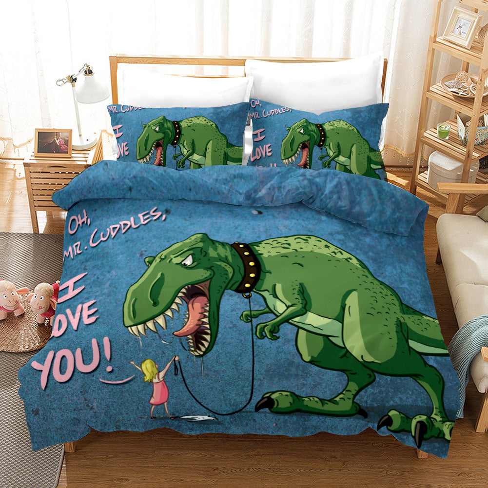 Dinosaur 3D Bedding Three-piece Home Textile Set