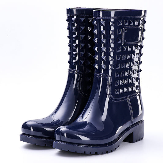 High Tube Rivet Rain Boots Adult Non-slip