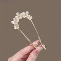 High-end Elegant Pearl Flower U-shaped Hair Pin Back Head Simple Modern