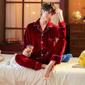 Couple Gold Velvet Long Sleeve Pajamas