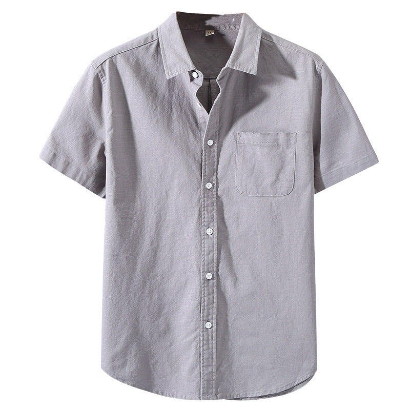 Men's Linen Short-sleeved Lapel Shirt