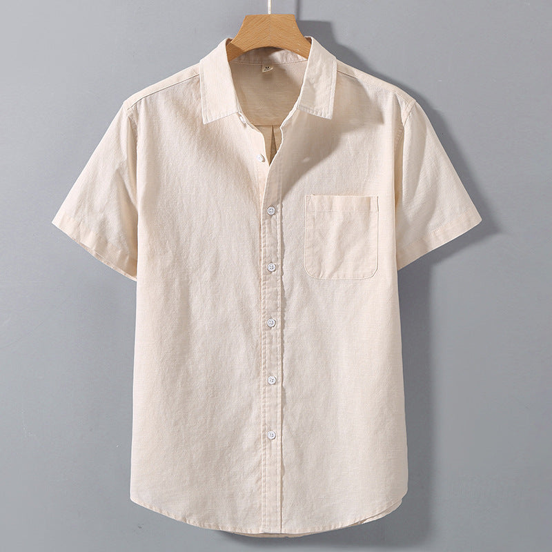 Men's Linen Short-sleeved Lapel Shirt