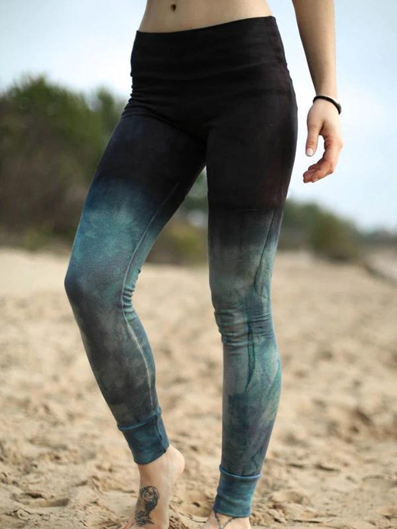 Tie-dye printed sports yoga pants