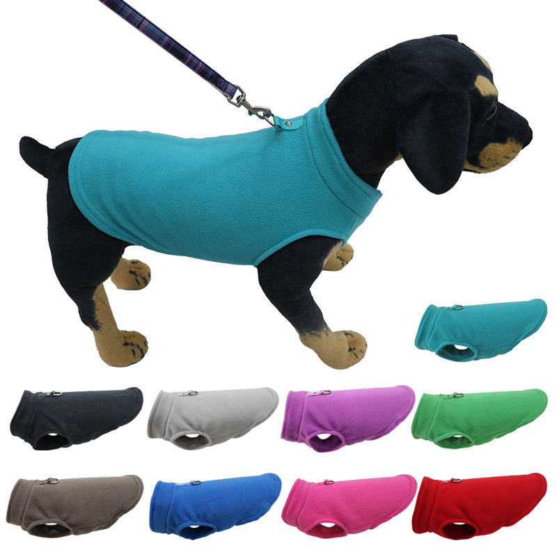 Pet Clothes Dog Thickened Solid Color Polar Fleece Waistcoat