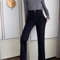 Fashion Women's Thin Split Straight-leg Jeans