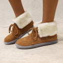 Women's round toe flat short snow boots