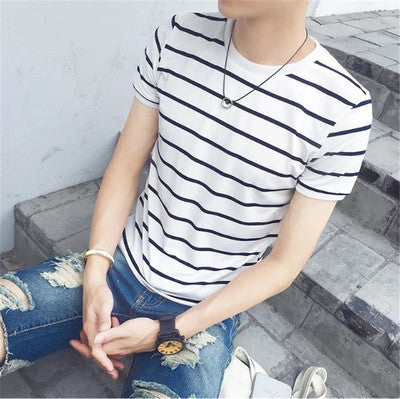 Japanese summer men's striped t-shirt